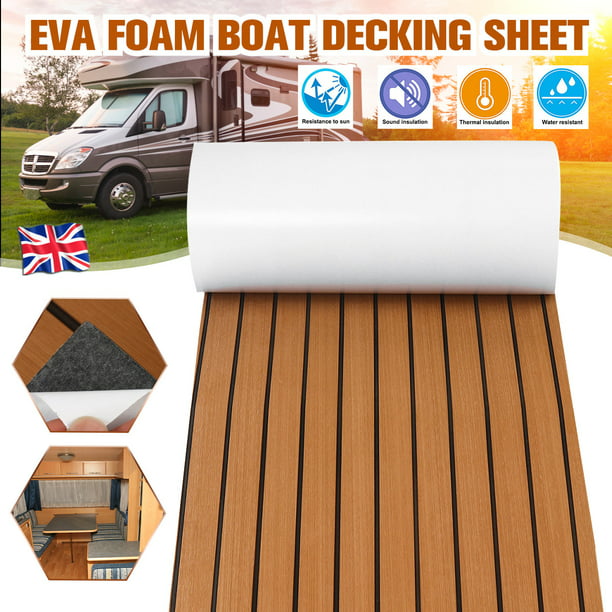 Non-skid EVA Foam Faux Teak Sheets Floor Mat For Car Boat Marine Self-Adhesive
